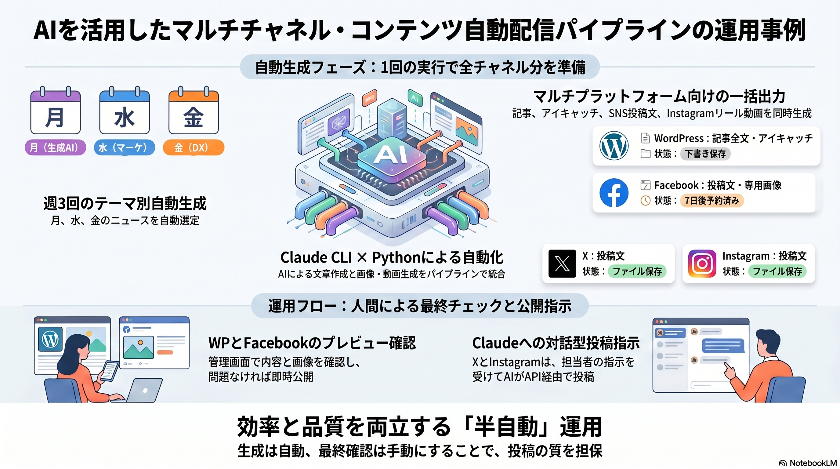 情報発信自動化パイプラインの構成図