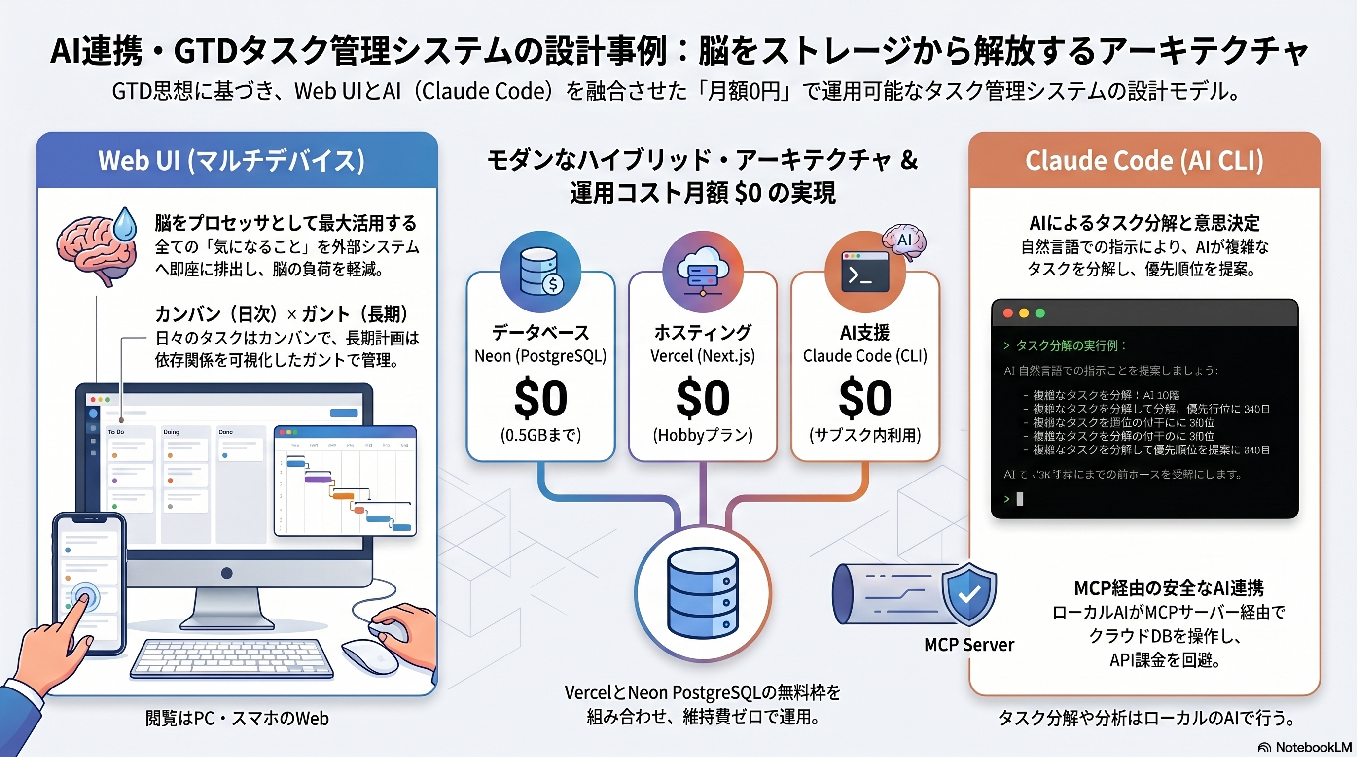 タスク管理システムのアーキテクチャ図